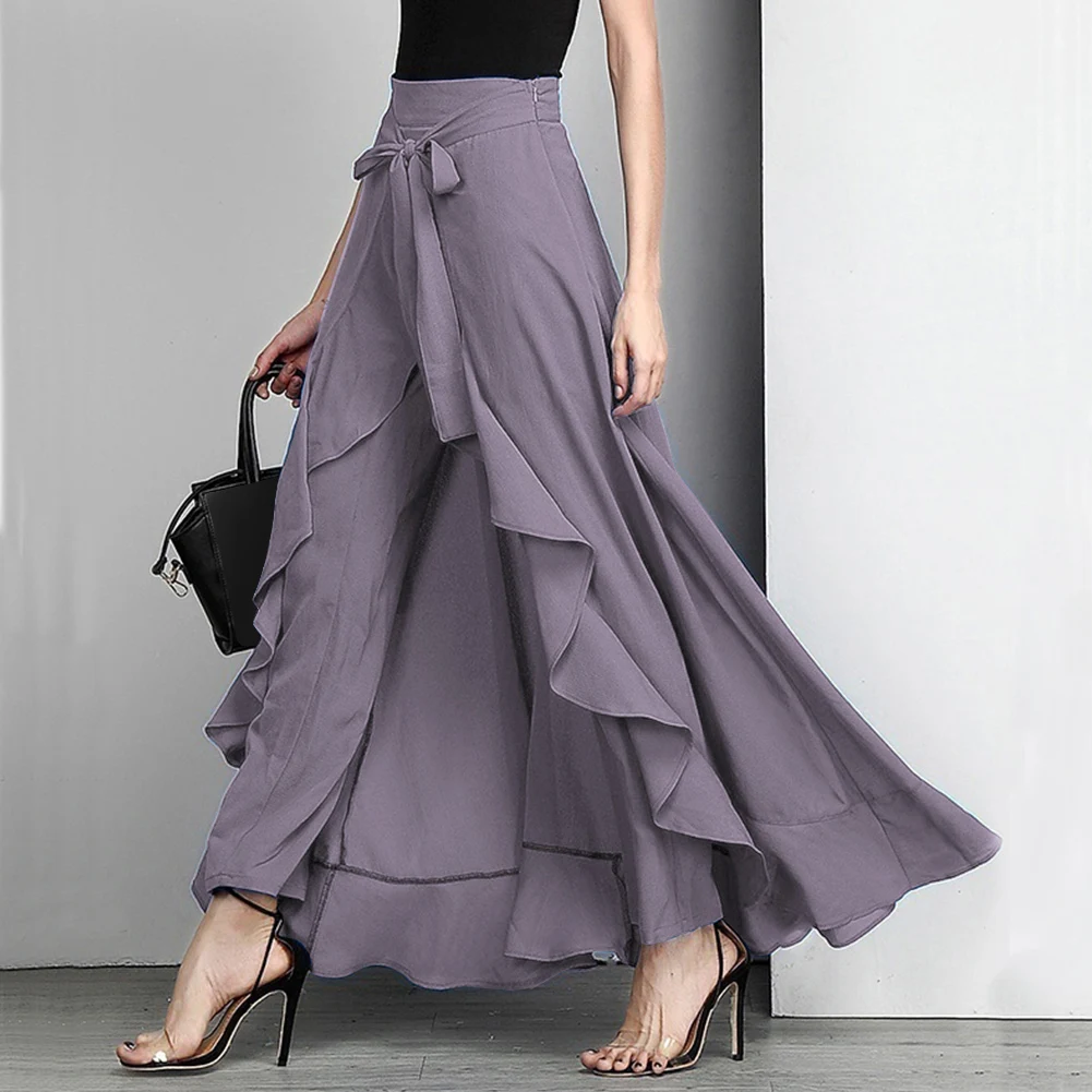 Womens Skirt Overlay Palazzo Pants Trousers That Look Like Skirt